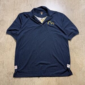 Vintage EVISU Polo Shirt Mens 3XL Blue Tiger Embroidered Heritage Short Sleeve